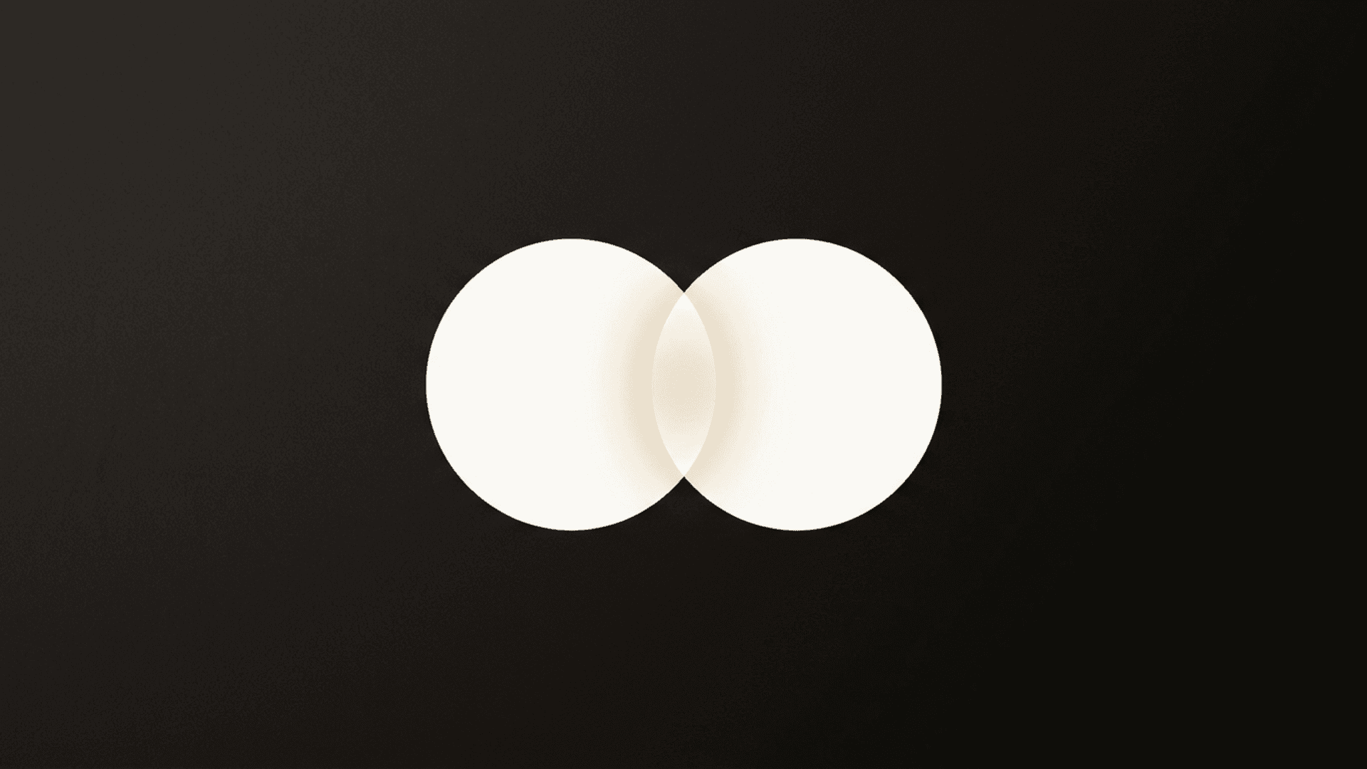 Two minimalist dots combining with an overlapping intersection