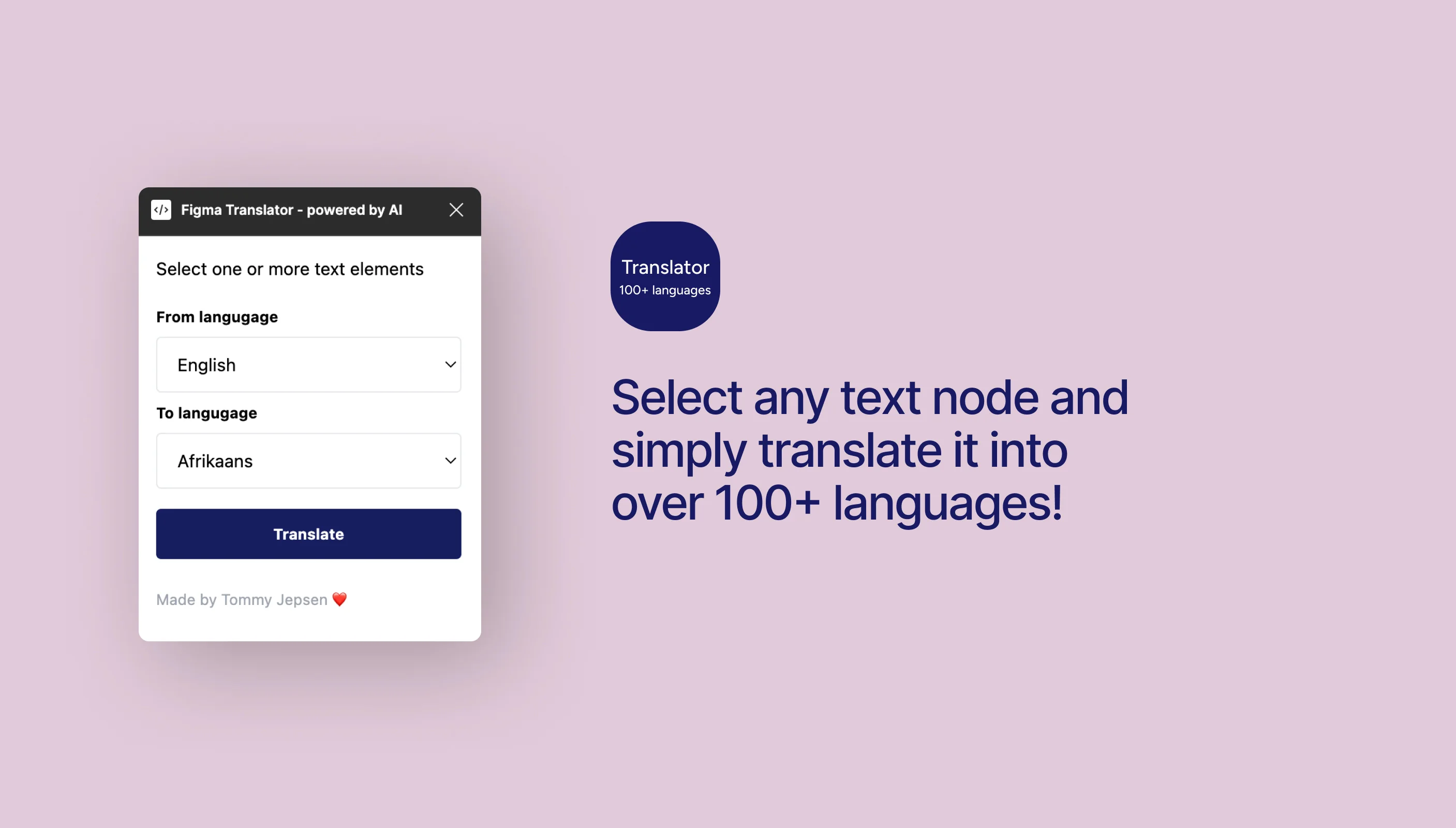 Figma Translator Figma plugin by Tommy Jepsen