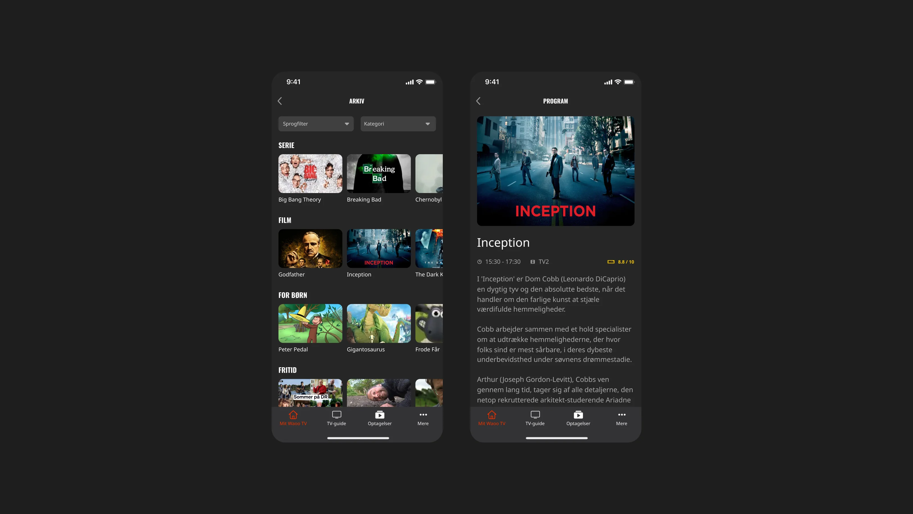 Waoo TV and streaming app UI design by Tommy Jepsen — Danish TV and internet provider — 3